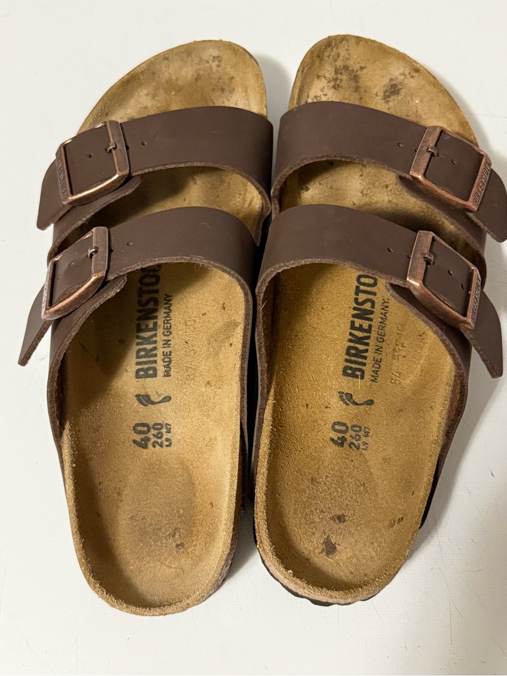 Birkenstock Women’s Chocolate Brown Two-Strap Arizona Sandals with Buckles